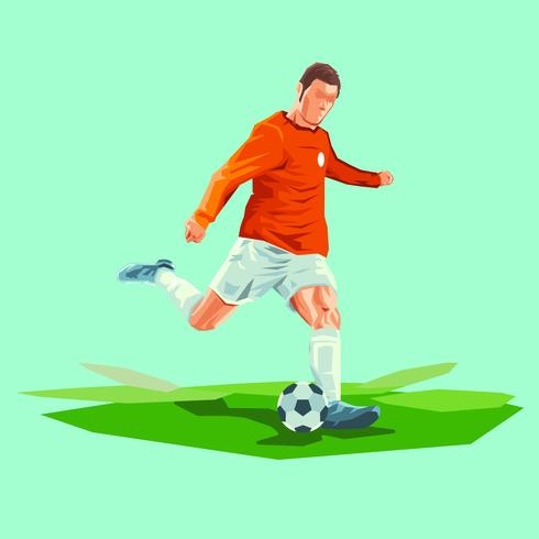 490x490 Creative Soccer Player Kicks The Ball Vector Illustration