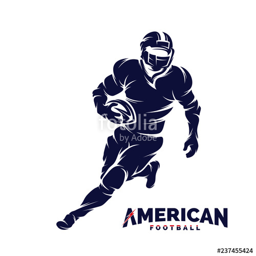 Running American Football Player Logo Silhouette, American 500x500 Running American Football Player Logo Silhouette, American