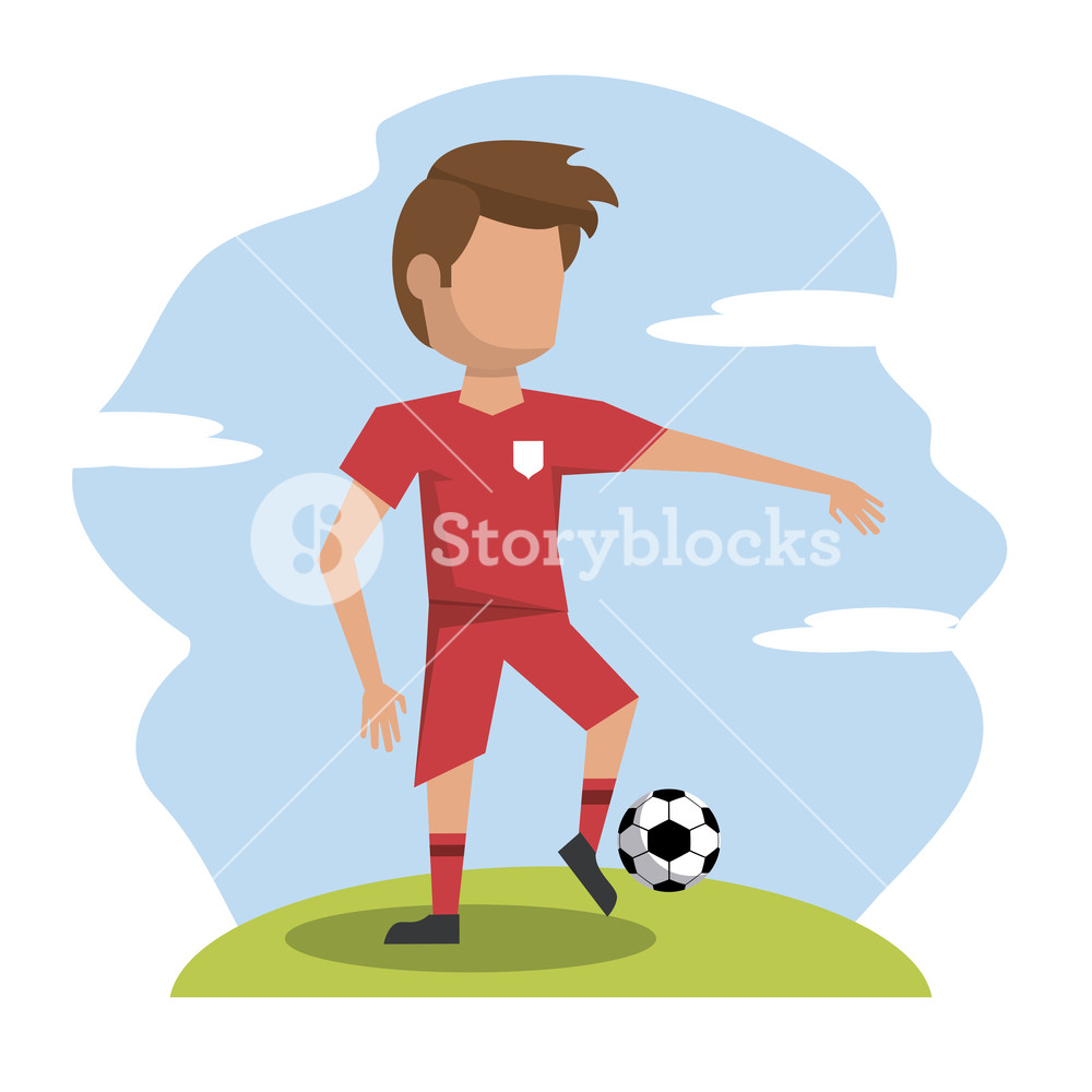 Color Scene With Faceless Athlete Football Player Vector 1000x1000 Color Scene With Faceless Athlete Football Player Vector