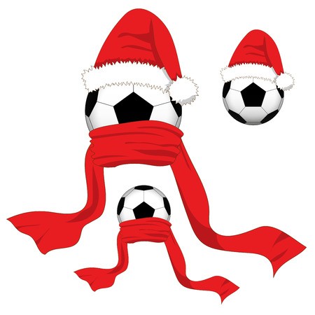 450x450 Soccer Ball Football Ball With Santa Hat And Red Scarf Christmas