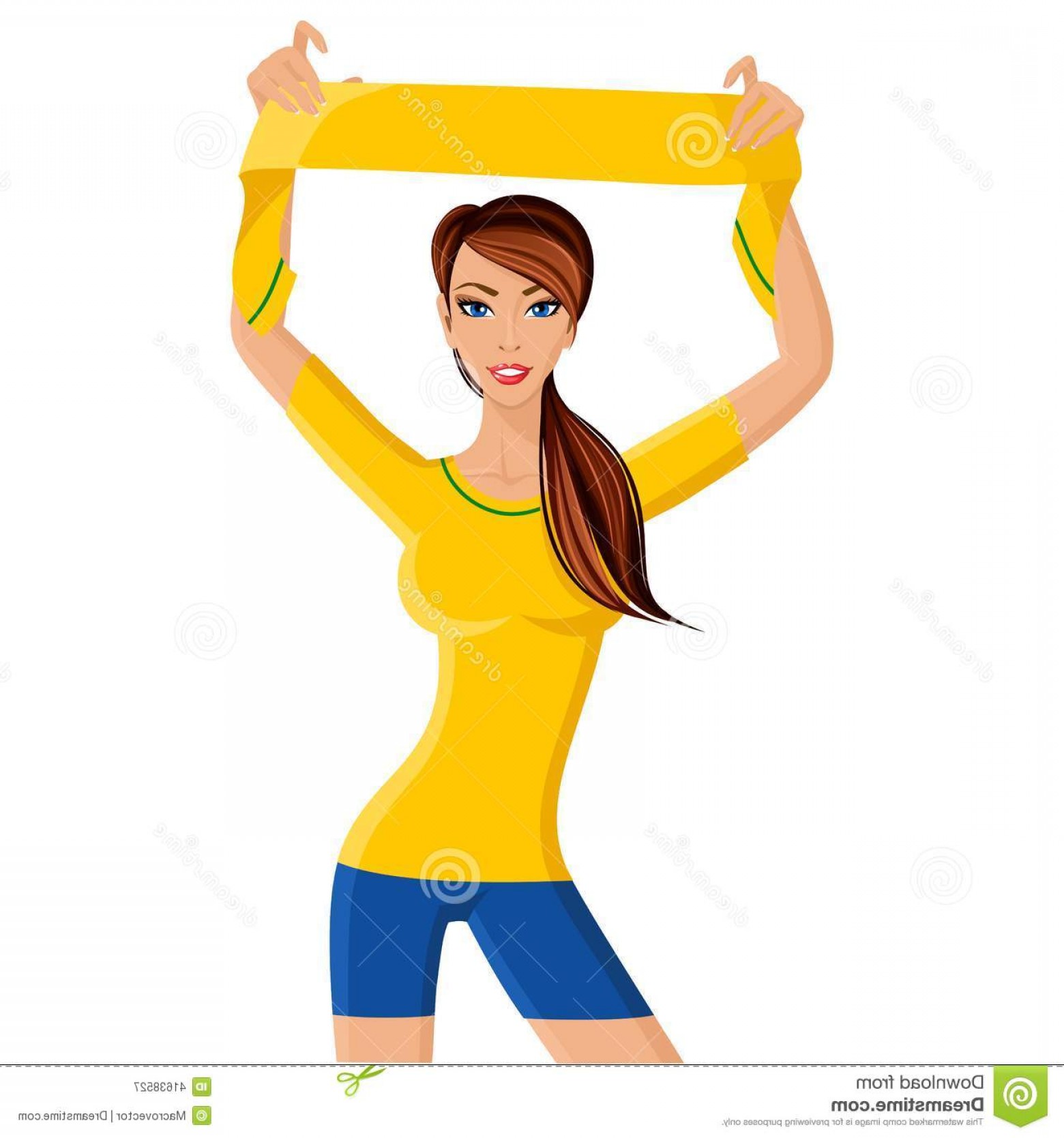 1560x1668 Stock Illustration Woman Soccer Fan Portrait Young Fit Happy Girl