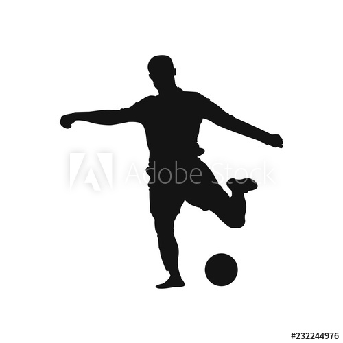 500x500 Football Player Shooting A Ball Silhouette Vector Illustration