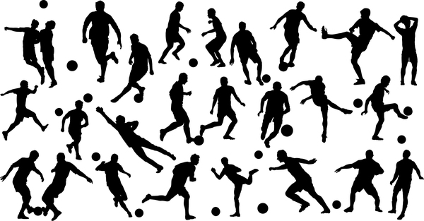 600x313 Set Of Football Play Silhouette Vector Free Download
