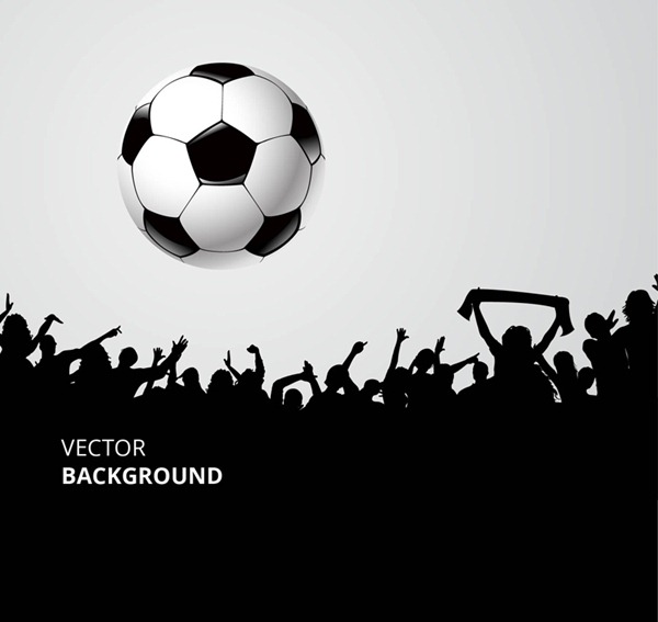 600x567 Black And White Football And Crowd Silhouette Vector Graphics My