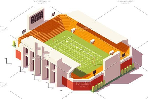580x387 Vector Isometric Low Poly Football Stadium Sporting