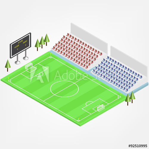 500x500 Flat Isometric Soccerfootball Stadium Vector