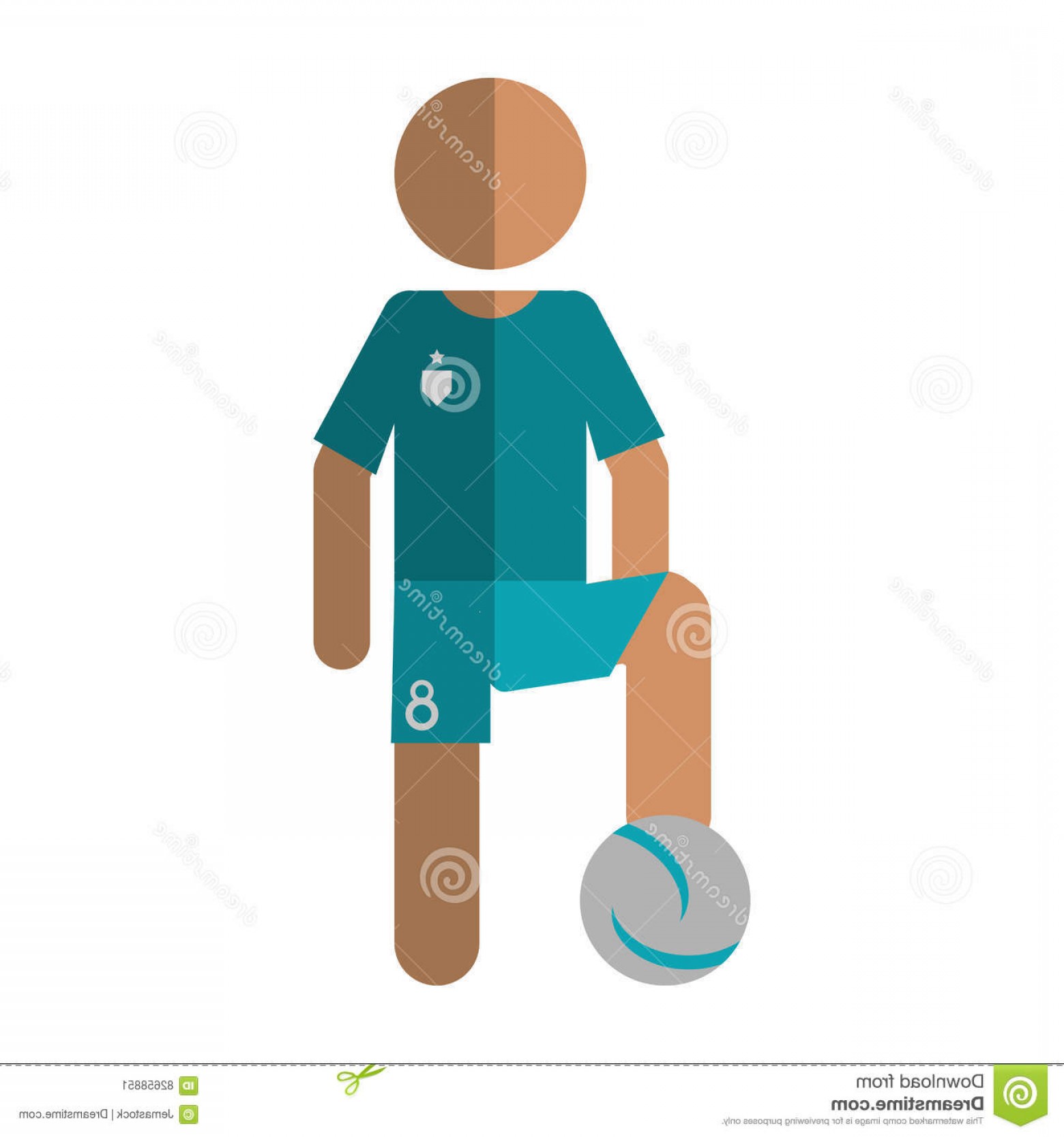 1560x1668 Stock Illustration Character Player Soccer Football Green Uniform