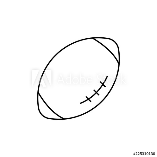 500x500 Rugby Ball Outline Icon, Modern Minimal Flat Design Style