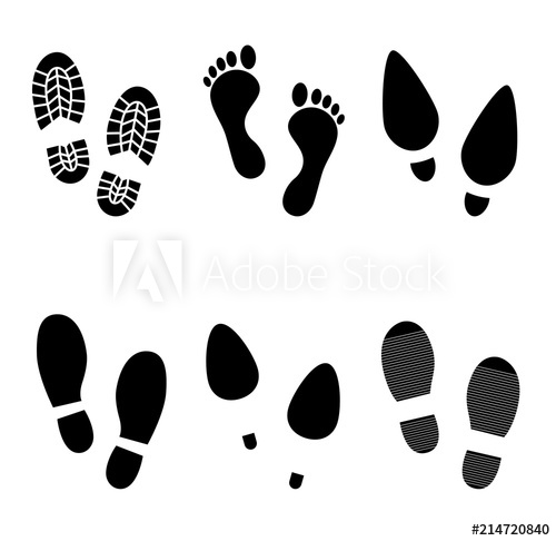 500x486 Human Footprint Vector Icon Set Bare Foot, Boots, High Heels Etc
