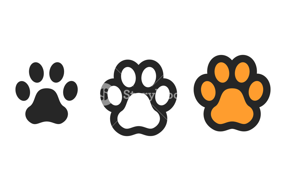 1000x667 Dog Paw Print Footprint Vector Icons Isolated On White