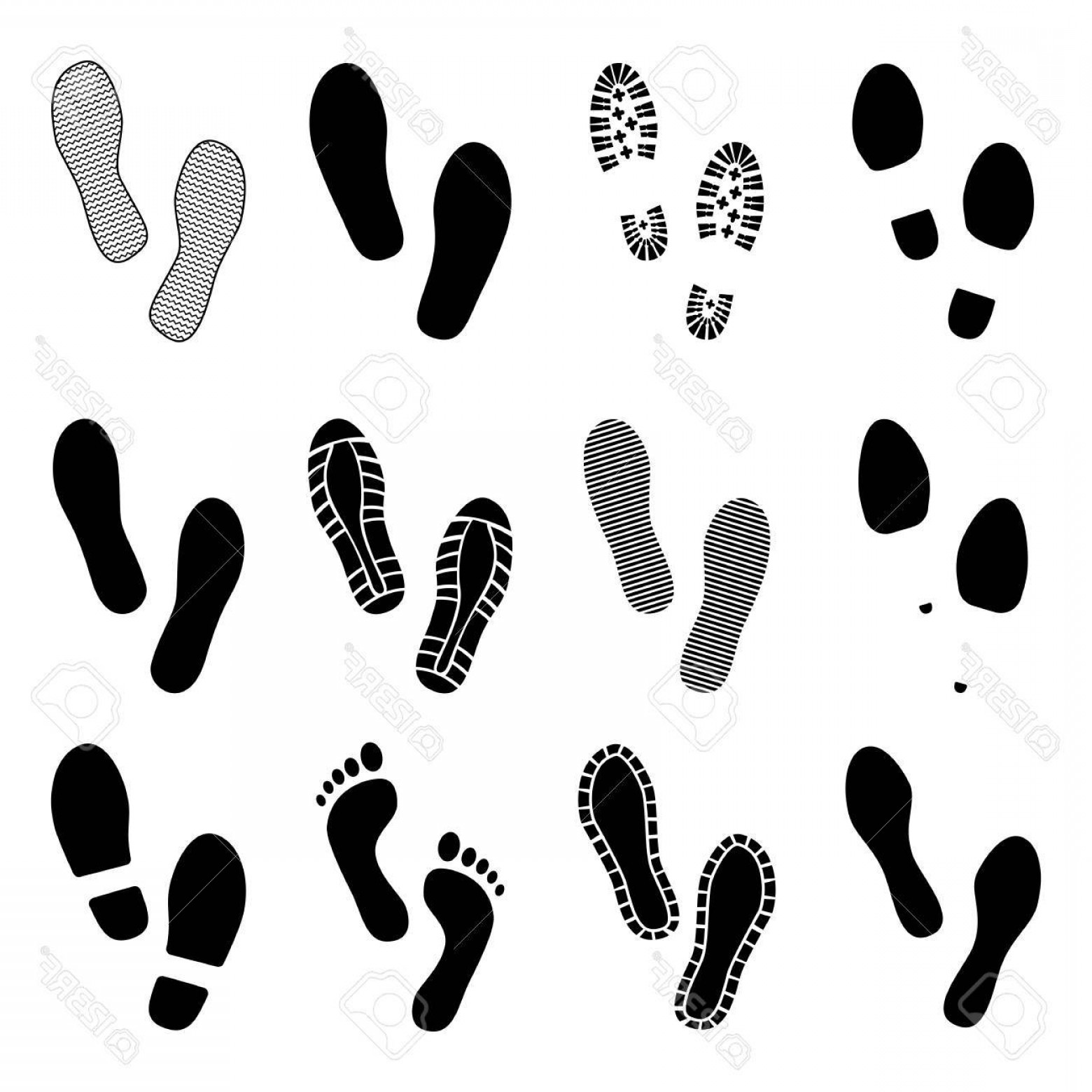 1560x1560 Photostock Vector Footsteps Footprints Shoe And Bare Foot Print