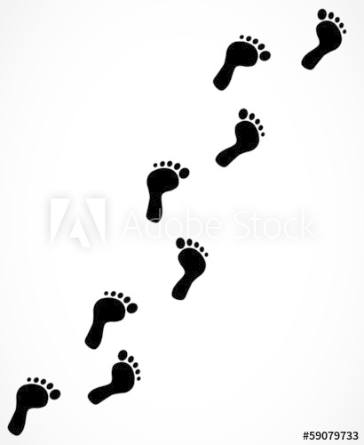 410x500 Trail Of Black Human Bare Footsteps Vector