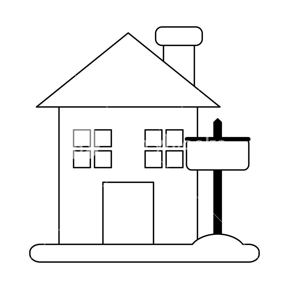 Real Estate House With Sale Sign Vector Illustration Graphic 1000x1000 Real Estate House With Sale Sign Vector Illustration Graphic