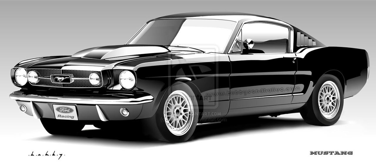 1280x554 Ford Mustang Vector Drawing My Traditional Digital Art
