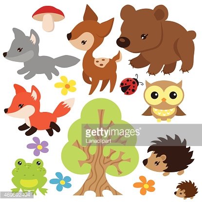 415x415 Forest Animals Vector Illustration Premium Clipart