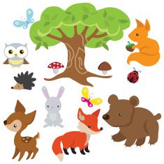 235x235 Forest Animals Vector Illustration Vector Art Illustration