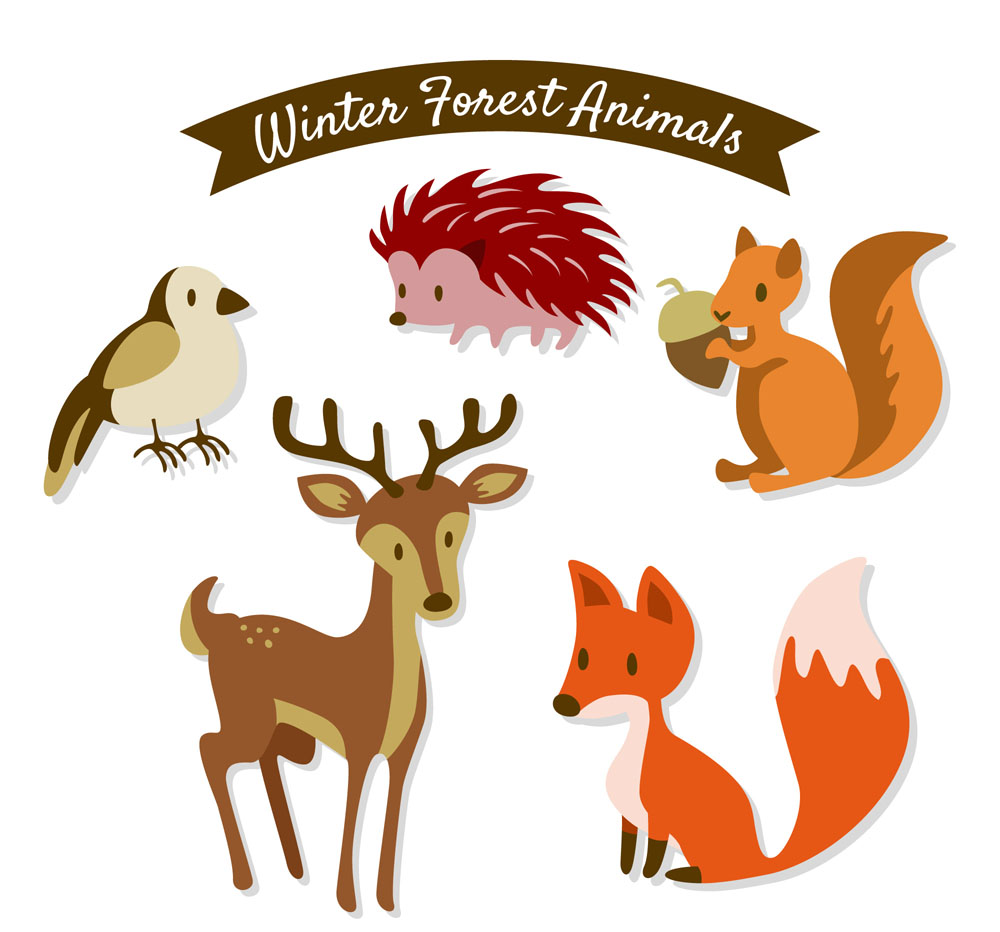 1000x932 Preview Beautiful Winter Forest Animals Vector