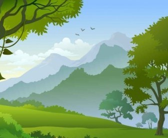 336x275 Vector Forest Landscape Trees Background Vector Art