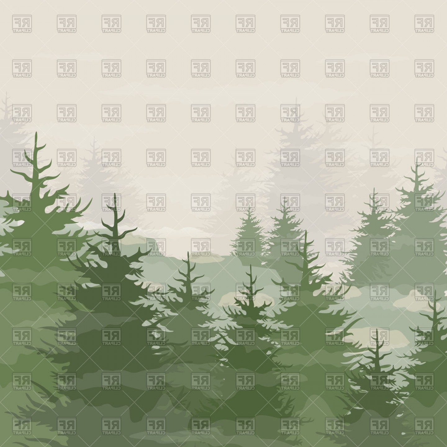 1440x1440 Fog In Pine Forest Background Vector Clipart Soidergi