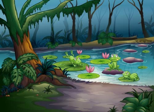 500x364 Cartoon Forest Landscape Vector Free Download