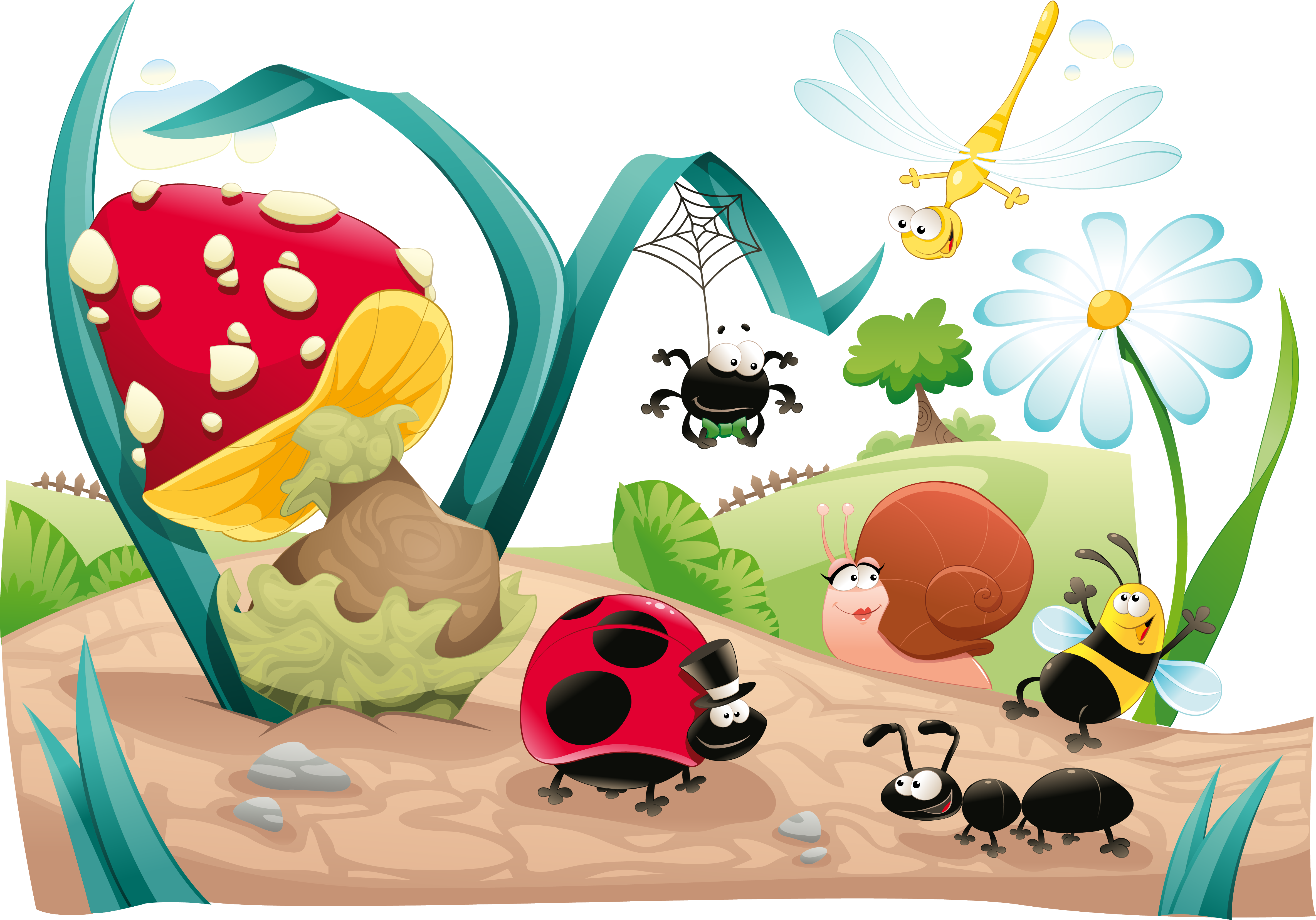 4731x3305 Download Of Illustration Bee Insect Vector Forest Cartoon Clipart