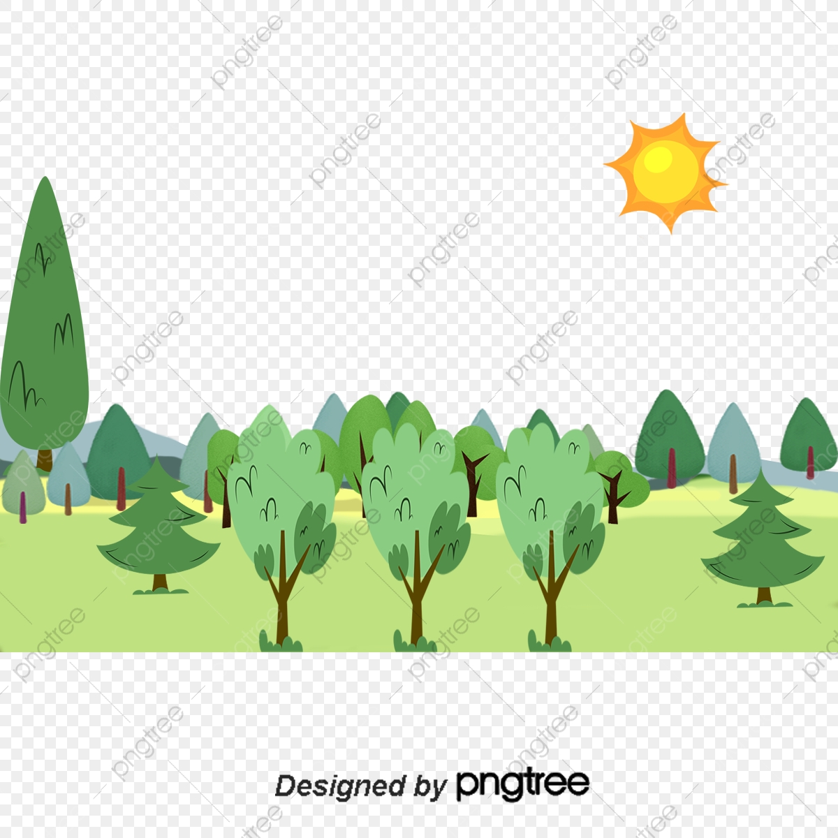 1200x1200 Forest Cartoon Illustration Vector Material, Cartoon Clipart