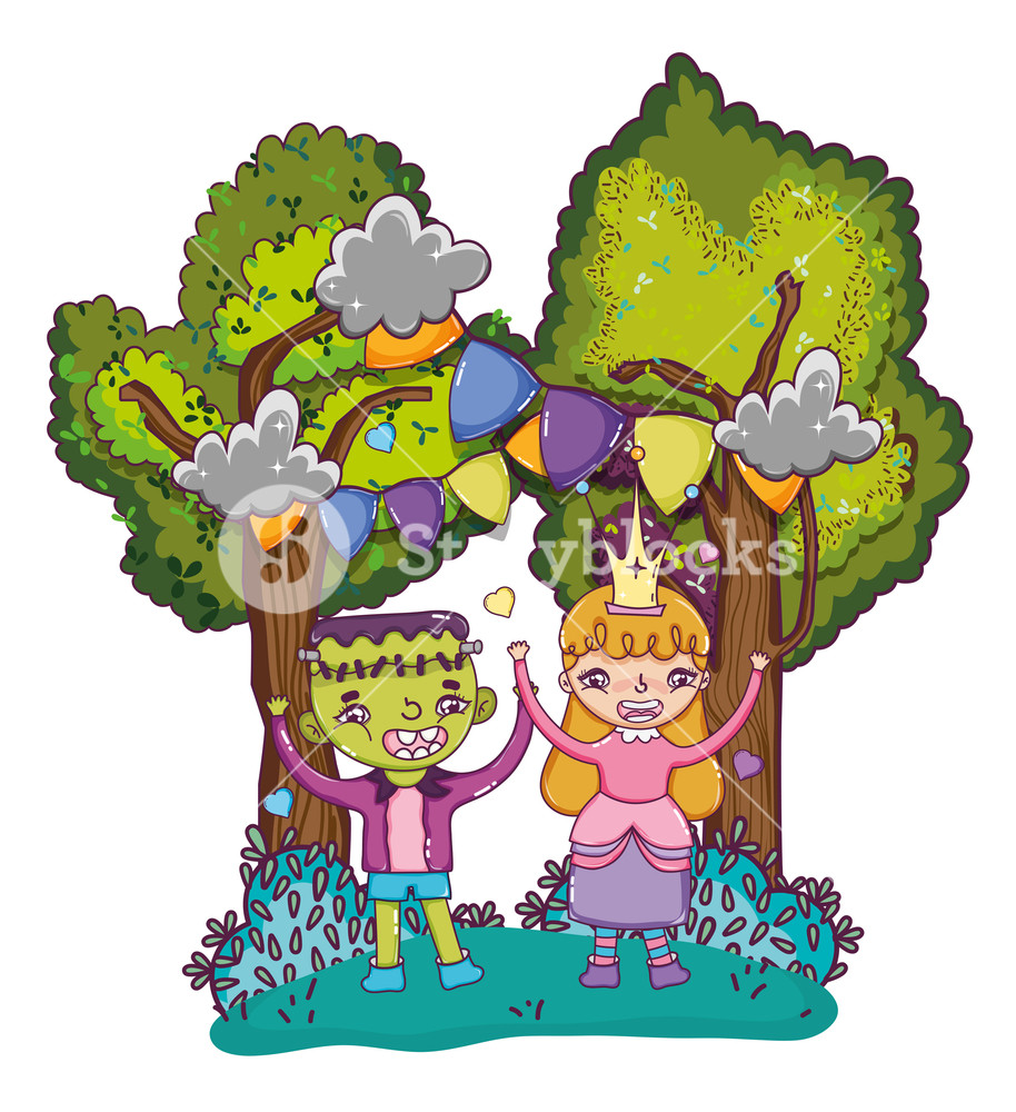 914x1000 Halloween Frankenstein And Princess Girl