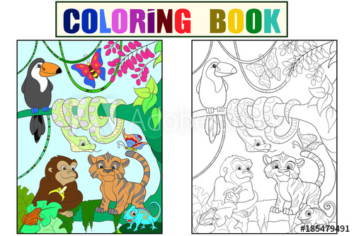 500x334 Jungle Forest With Animals Cartoon Vector Illustration