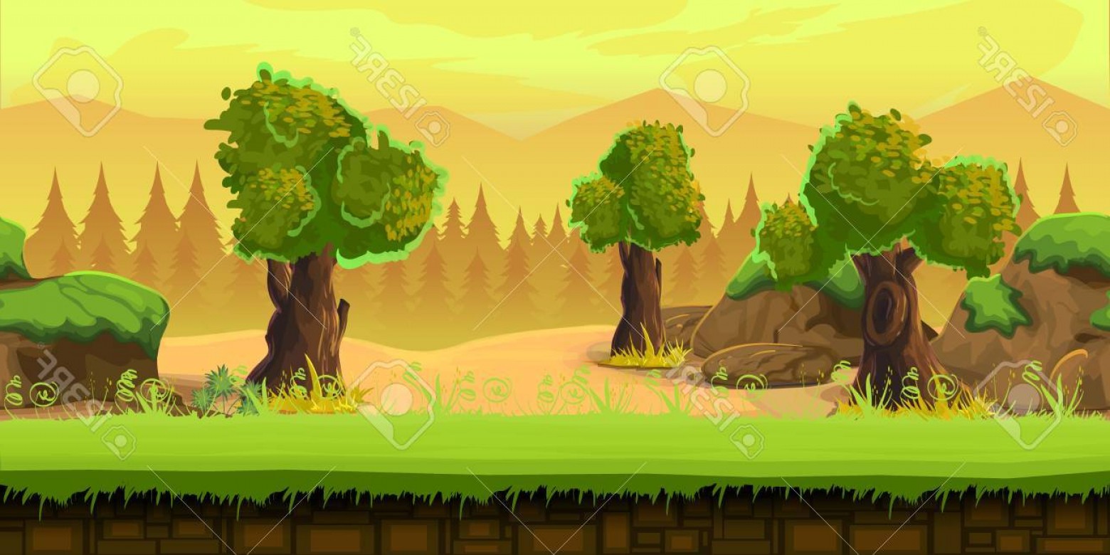 1560x780 Photostock Vector Cartoon Forest Landscape Endless Vector Nature