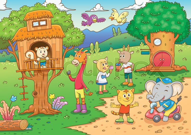 800x566 Vector Illustration With Cute Forest Stock Vector Colourbox