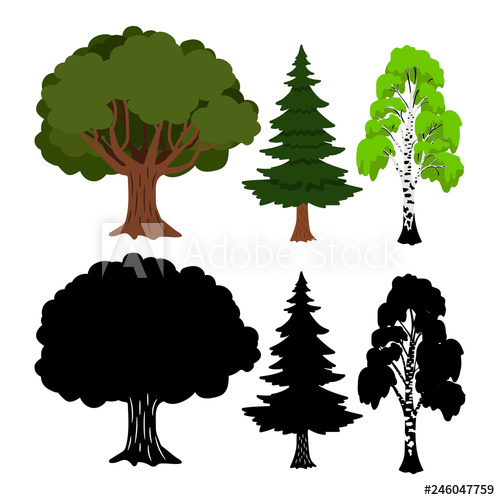 Forest Tree Vector Elements Green Ans Black Silhouettes Trees 500x500 Forest Tree Vector Elements Green Ans Black Silhouettes Trees