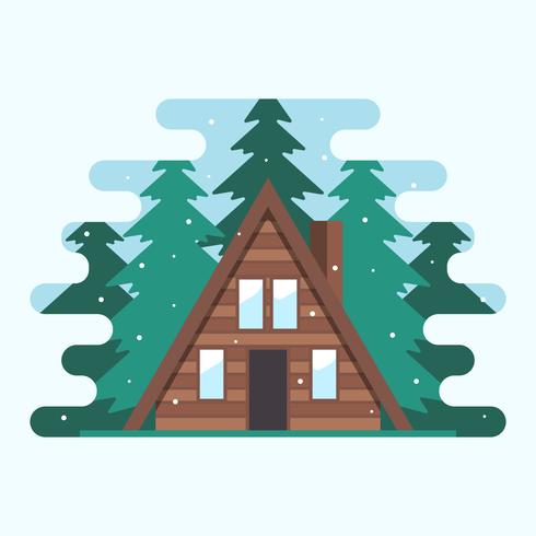 Modern Wooden Cabin In A Middle Of Forest Trees Vector 490x490 Modern Wooden Cabin In A Middle Of Forest Trees Vector