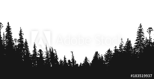Forest Silhouette View To Realistic Trees Vector Monochrome 500x257 Forest Silhouette View To Realistic Trees Vector Monochrome