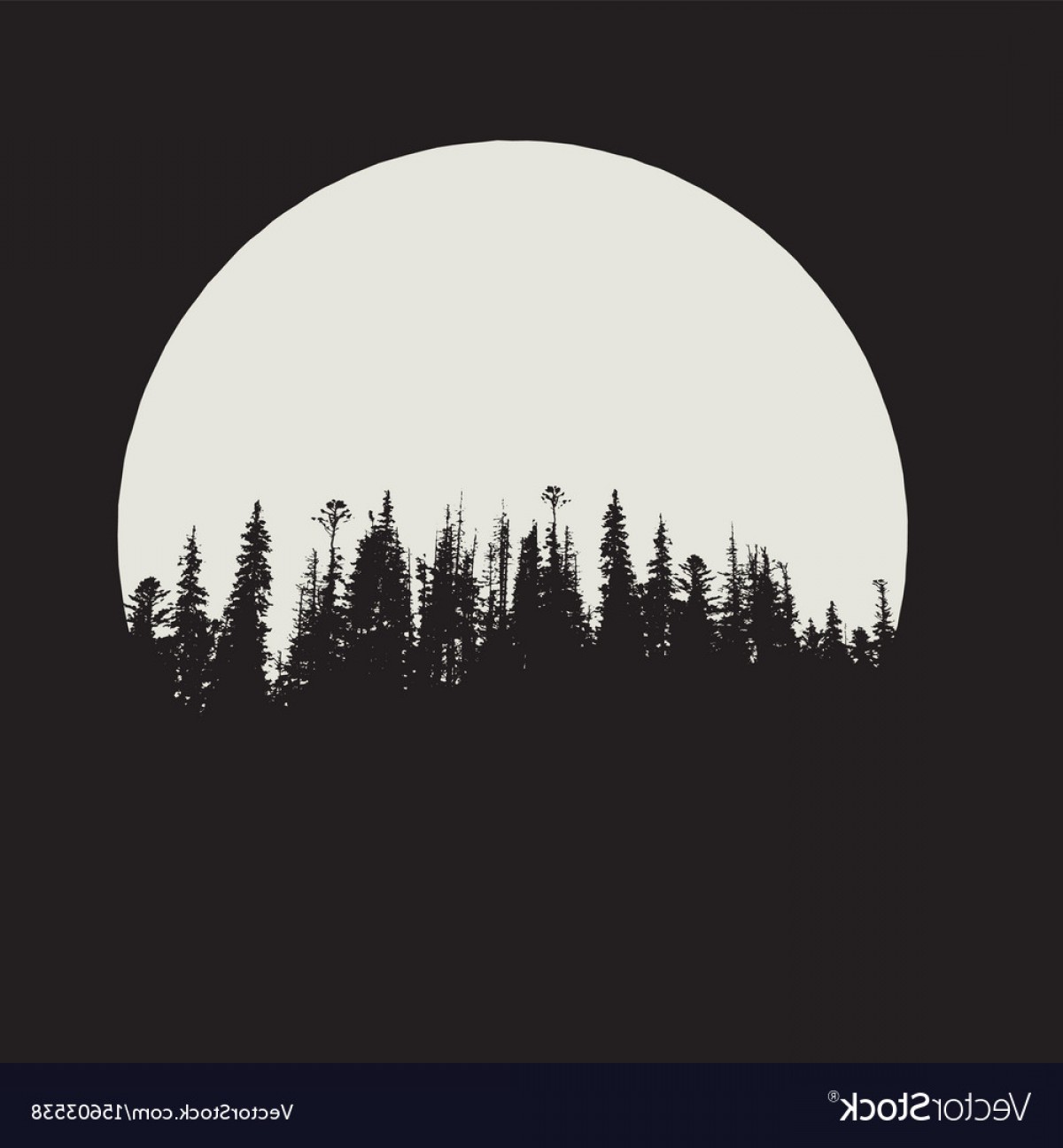 1200x1296 Forest Silhouette On Moon Background Vector Soidergi