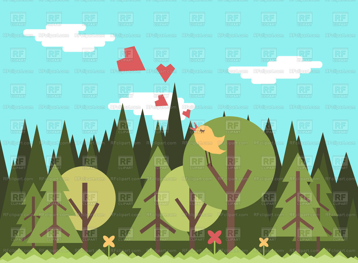 1200x880 A Bird Sings In The Forest Vector Image Of Nature, Landscape
