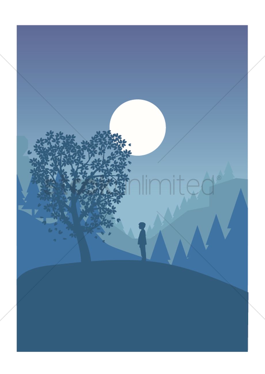 921x1300 Man In The Forest Vector Image