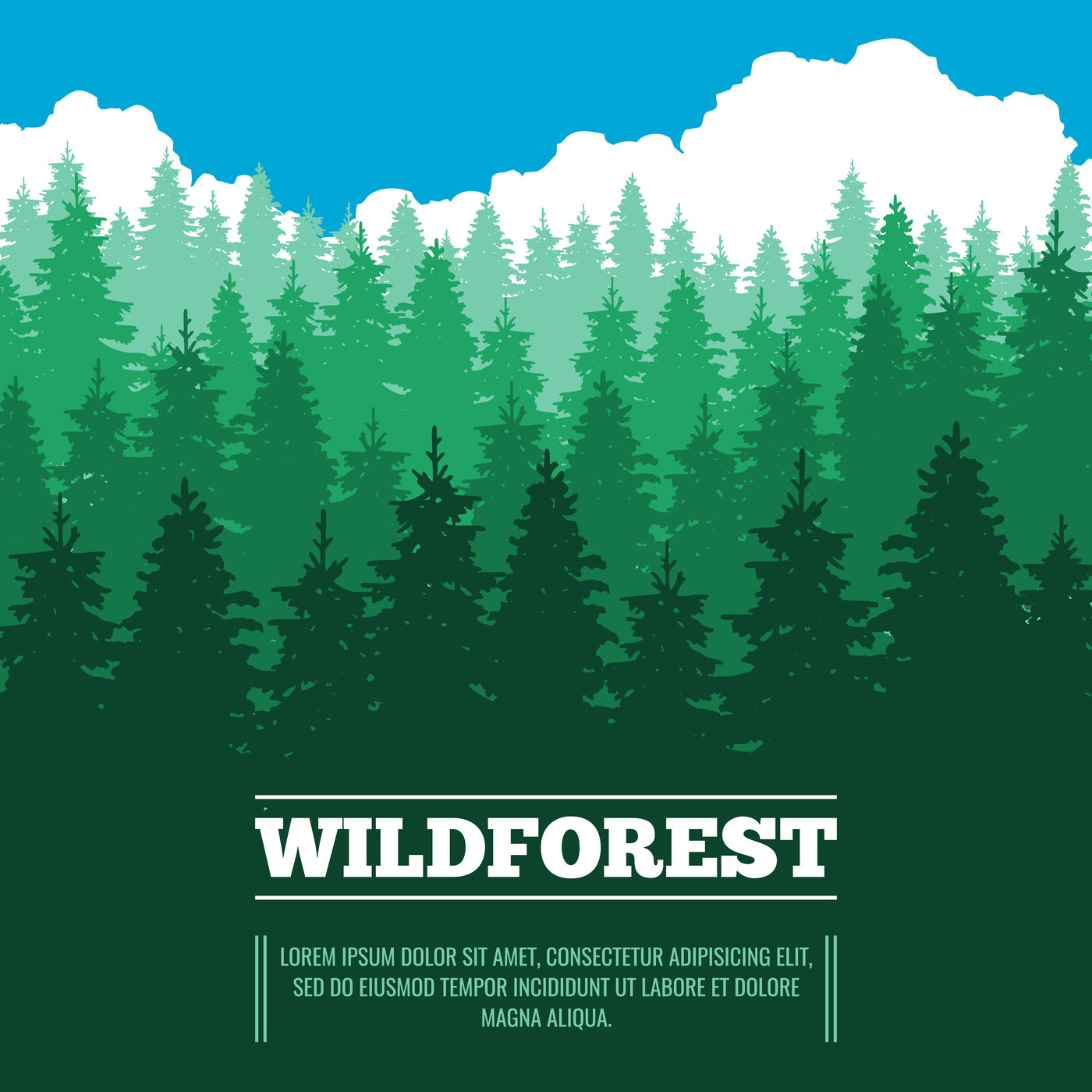 1400x1400 Wild Landscape With Fir Trees Coniferous Forest Vector