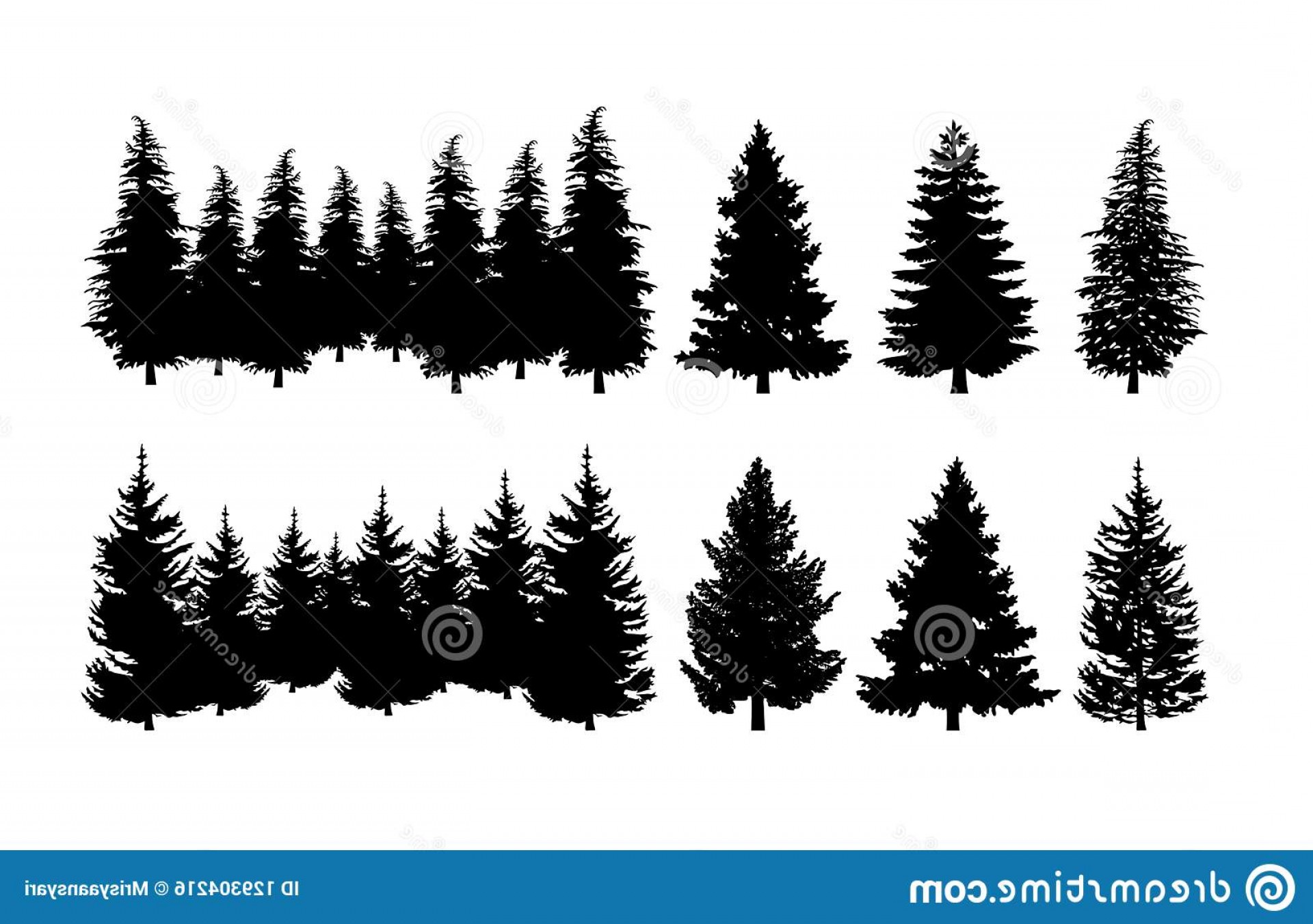 1920x1351 Pine Tree Silhouette Clip Art Set Concept Design Illustration