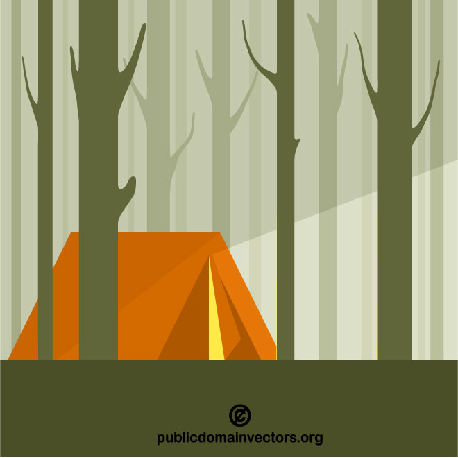 660x660 Tent In A Forest Vector Graphic