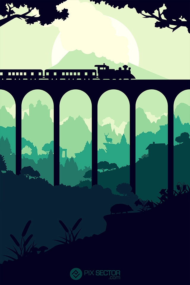 640x960 Deep Into The Forest Vector Wallpaper Vectorart