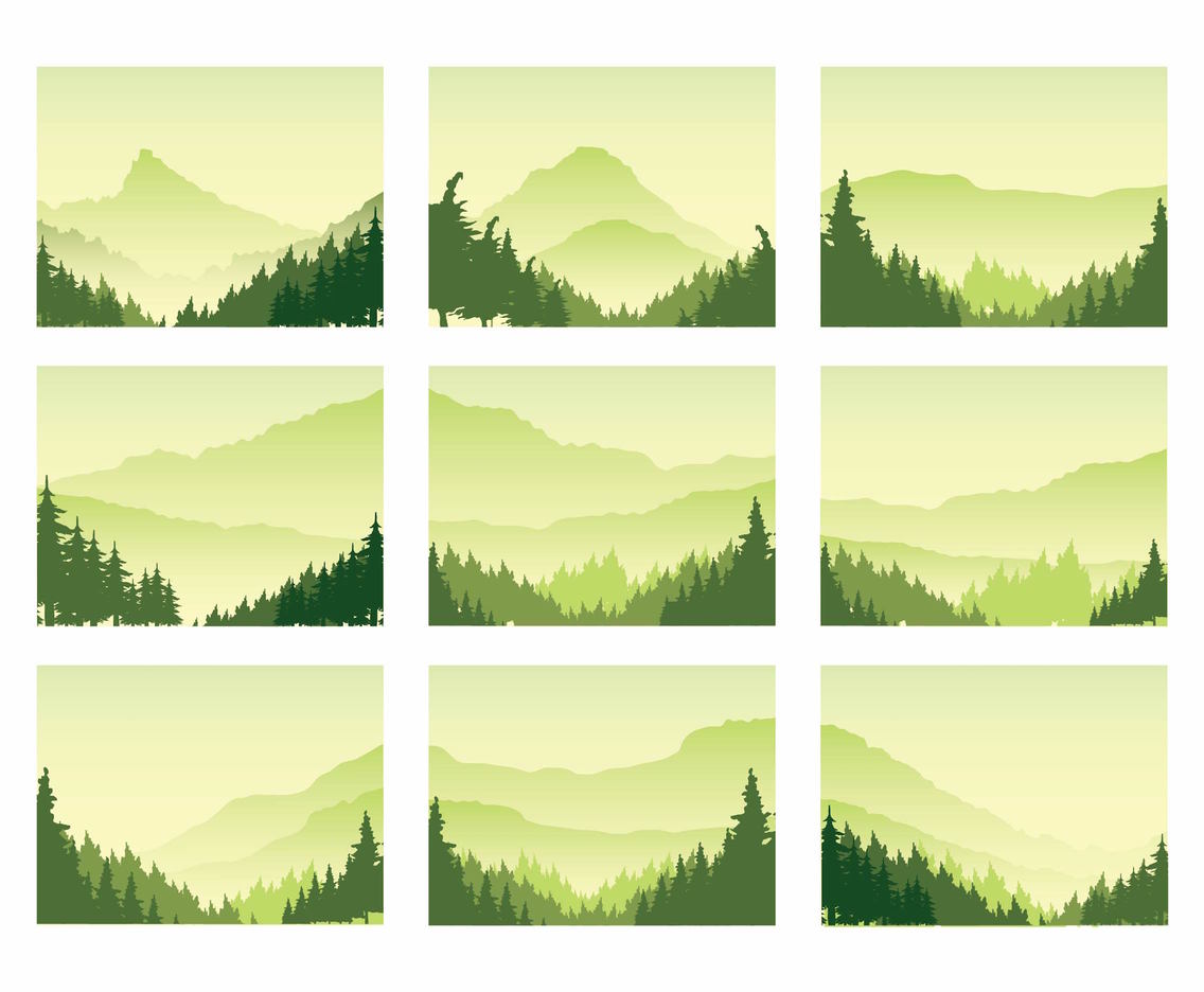 1136x936 Forest Background Set Vector Art Graphics