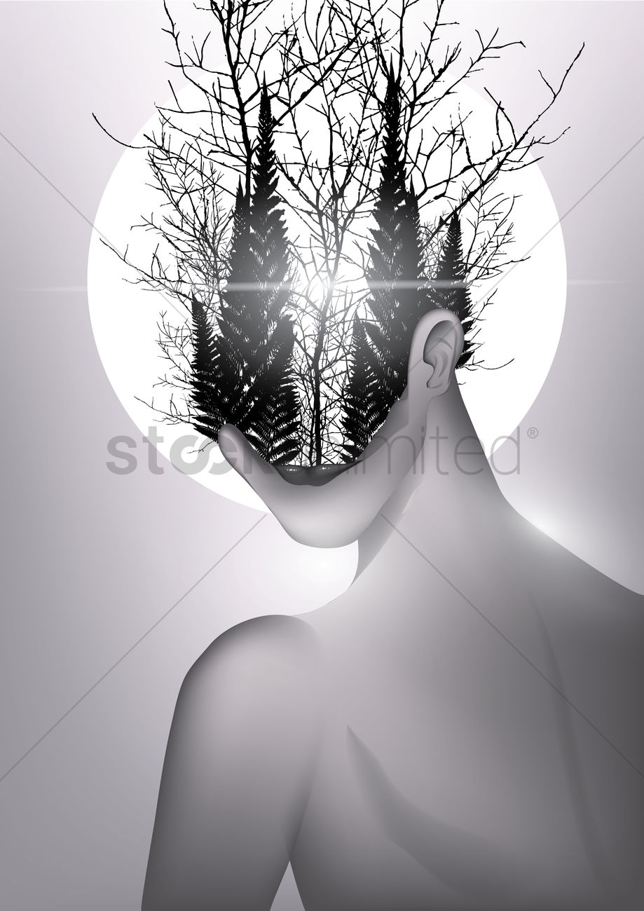 919x1300 Free Double Exposure Of Woman And Forest Vector Image
