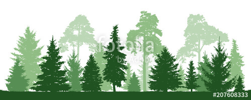 500x200 Trees Pine, Fir, Spruce, Christmas Tree Coniferous Forest, Vector