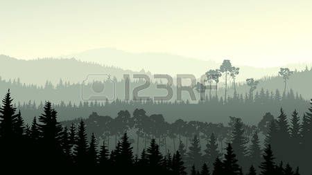 450x253 Forest Vector Vector Horizontal Panorama Of Wild Coniferous