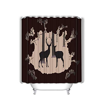 425x425 Zuyushang Bath Shower Curtain Deer Doe Forest Vector