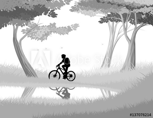 500x385 Young Cyclist Woman Riding Her Bike In The Forest Vector