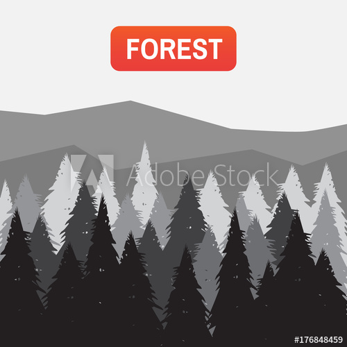 500x500 Tree Mountain Silhouette Coniferous Pine Forest Vector