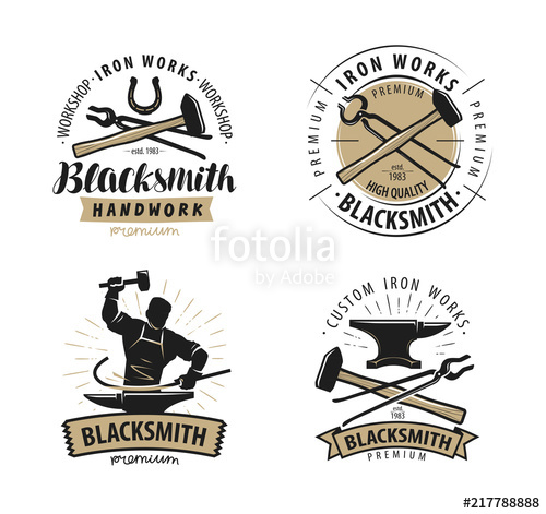 500x471 Blacksmith, Forge Logo Or Label Blacksmithing, Iron Work Symbol