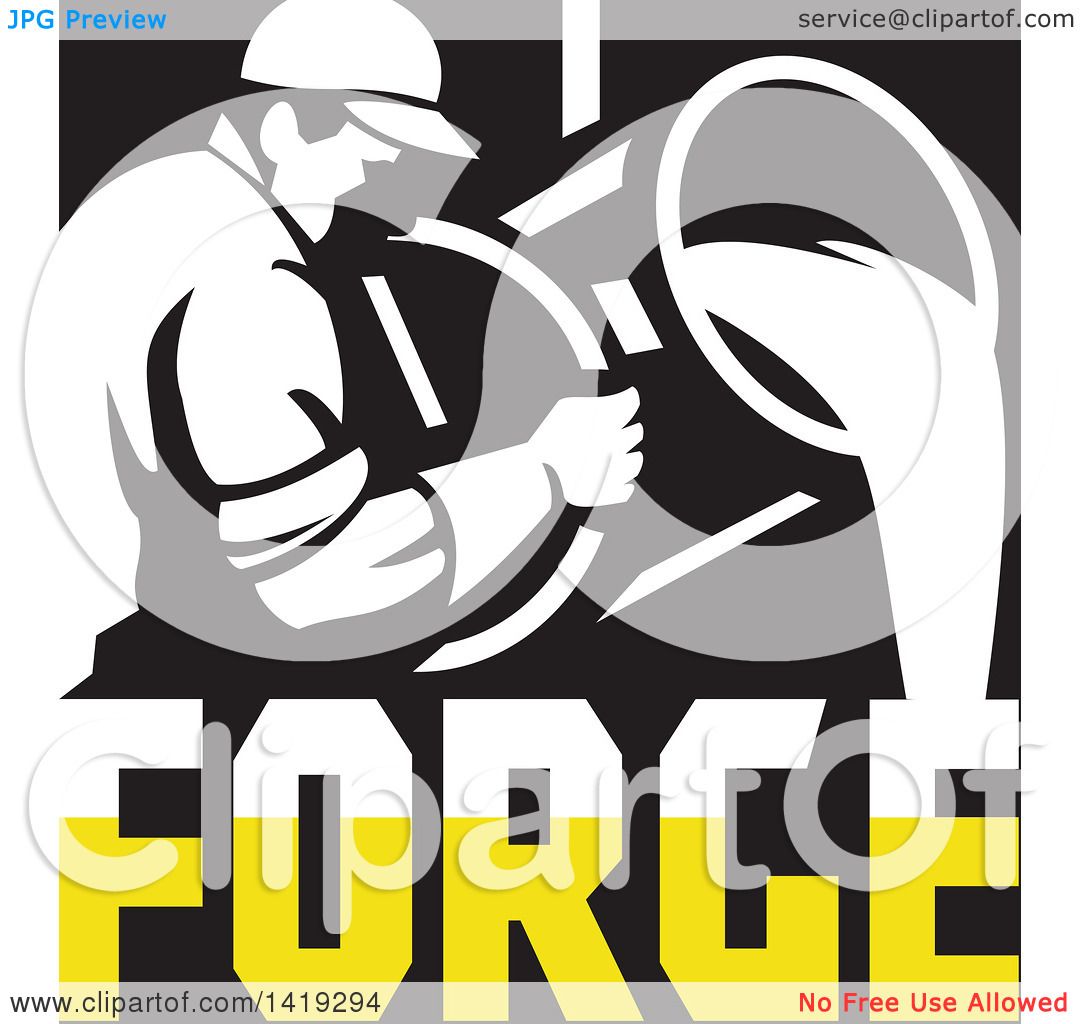 1080x1024 Clipart Of A Retro Foundry Worker Man Pouring Molten Metal Over