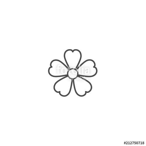 500x500 Outline Flat Icon Of Forget Me Not Flower With Big Core Contour